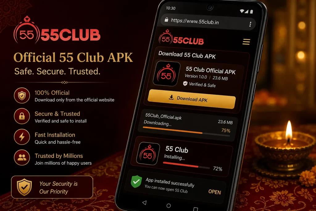 Downloading the official 55 Club APK for Android